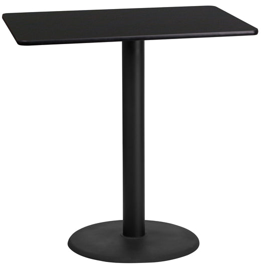 Stiles 24'' x 42'' Rectangular Black Laminate Table Top with 24'' Round Bar Height Table Base Black
