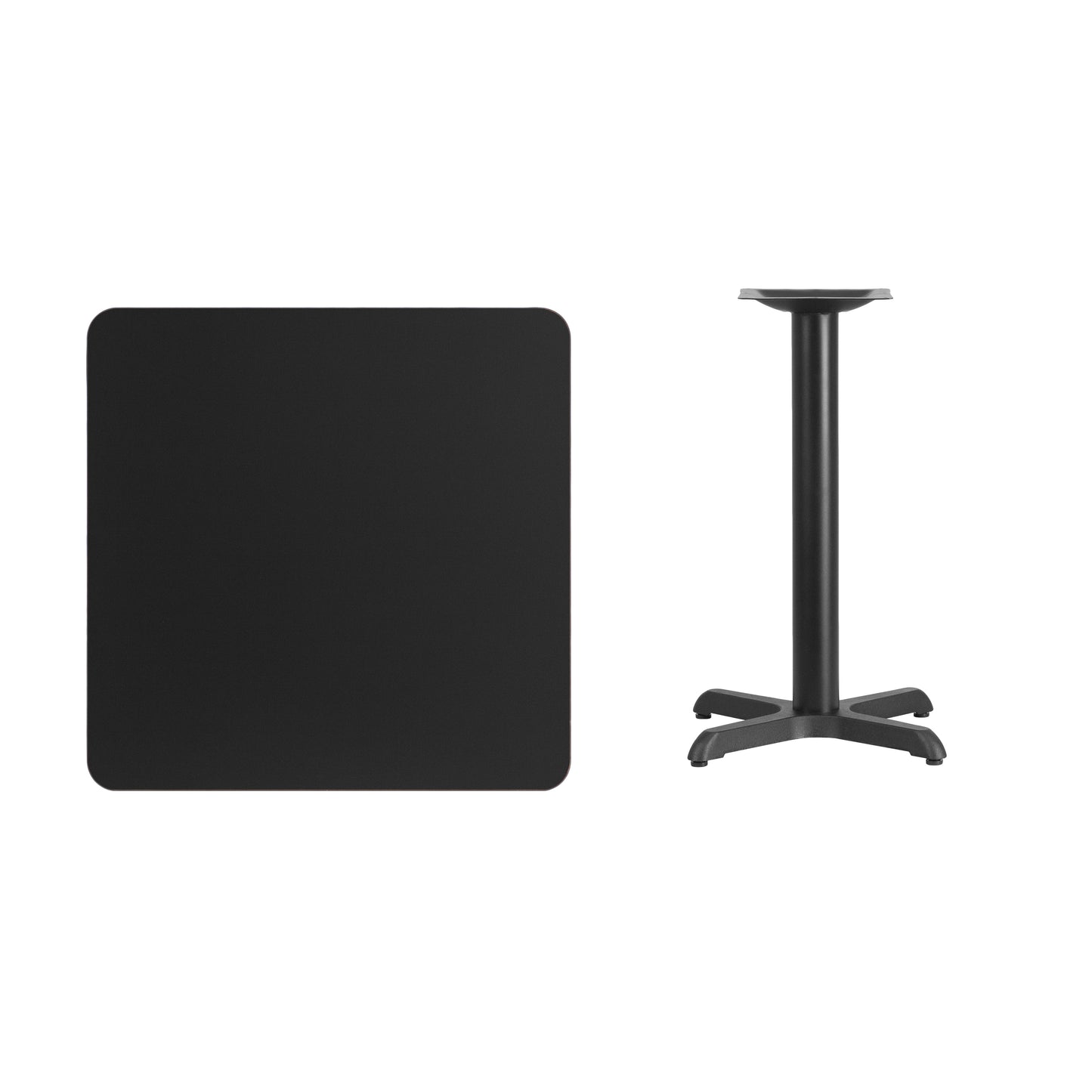 Stiles 30'' Square Black Laminate Table Top with 22'' x 22'' Table Height Base Black