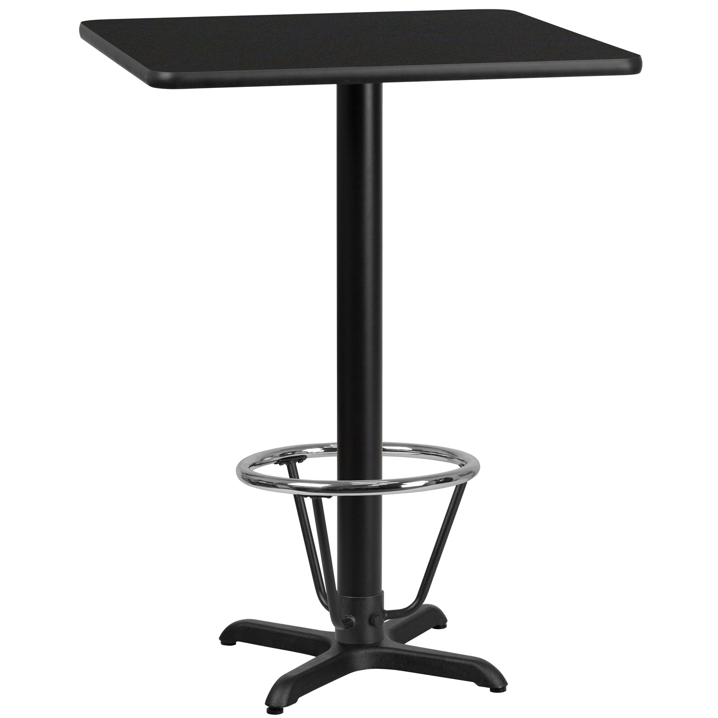 Stiles 30'' Square Black Laminate Table Top with 22'' x 22'' Bar Height Table Base and Foot Ring Black