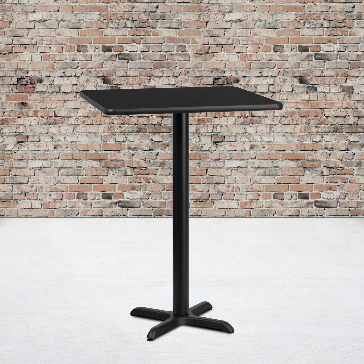 Stiles 30'' Square Black Laminate Table Top with 22'' x 22'' Bar Height Table Base Black