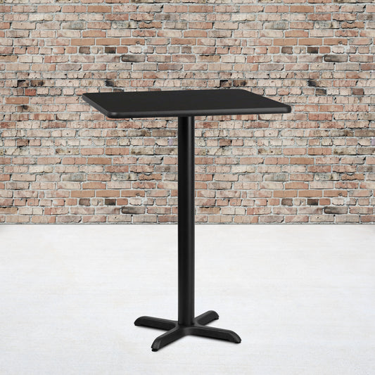 Stiles 30'' Square Black Laminate Table Top with 22'' x 22'' Bar Height Table Base Black