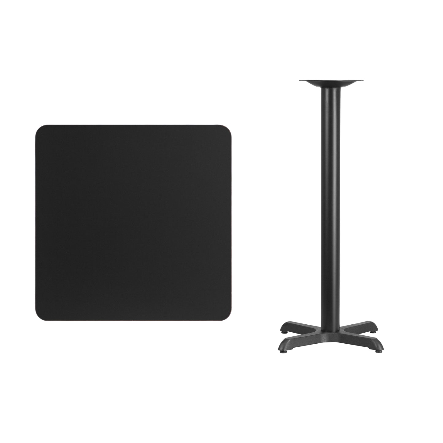 Stiles 30'' Square Black Laminate Table Top with 22'' x 22'' Bar Height Table Base Black