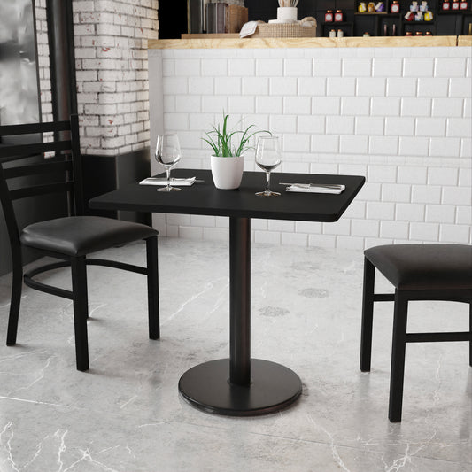 Stiles 30'' Square Black Laminate Table Top with 18'' Round Table Height Base Black