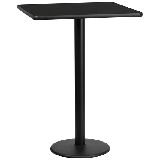 Stiles 30'' Square Black Laminate Table Top with 18'' Round Bar Height Table Base Black