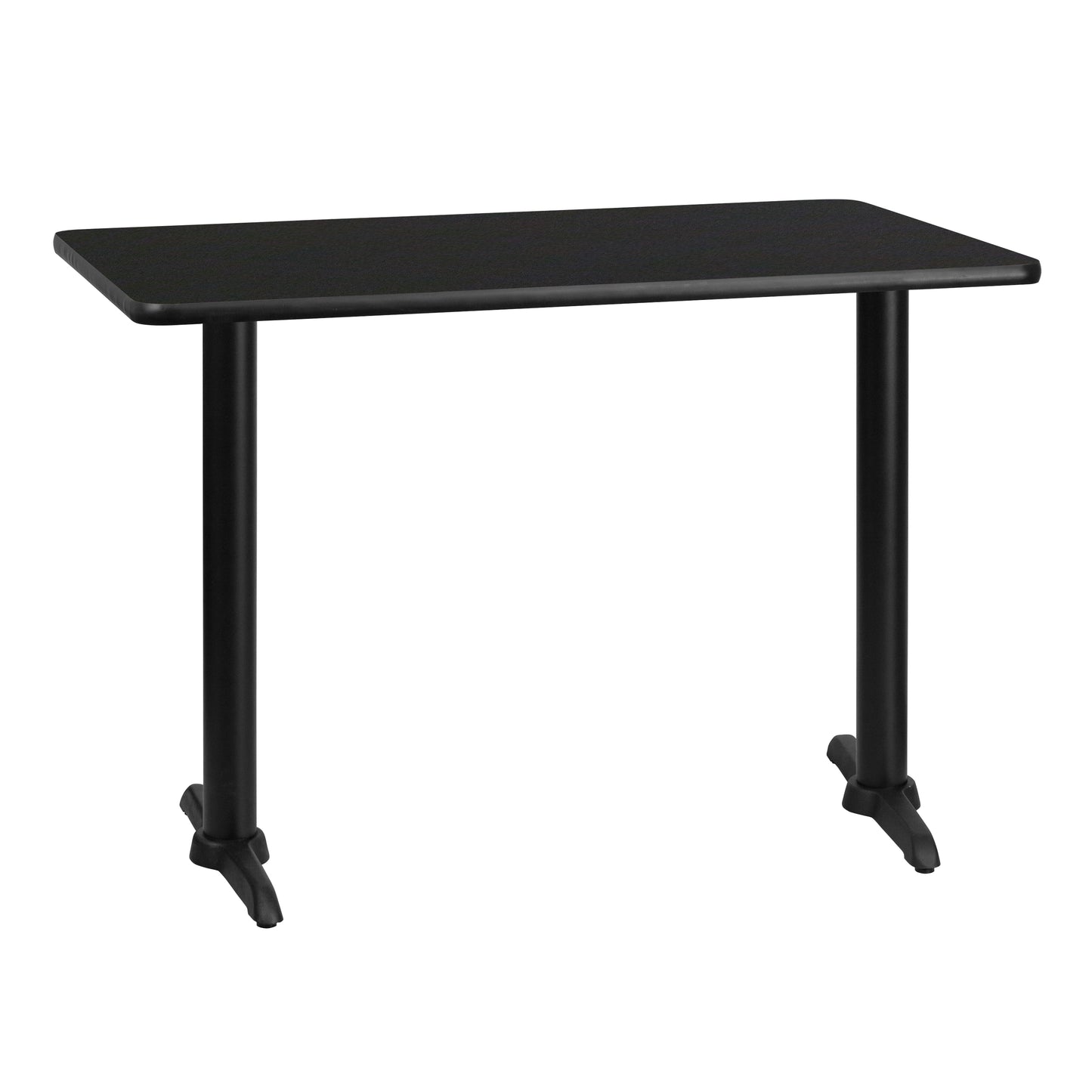 Stiles 30'' x 42'' Rectangular Black Laminate Table Top with 5'' x 22'' Table Height Bases Black