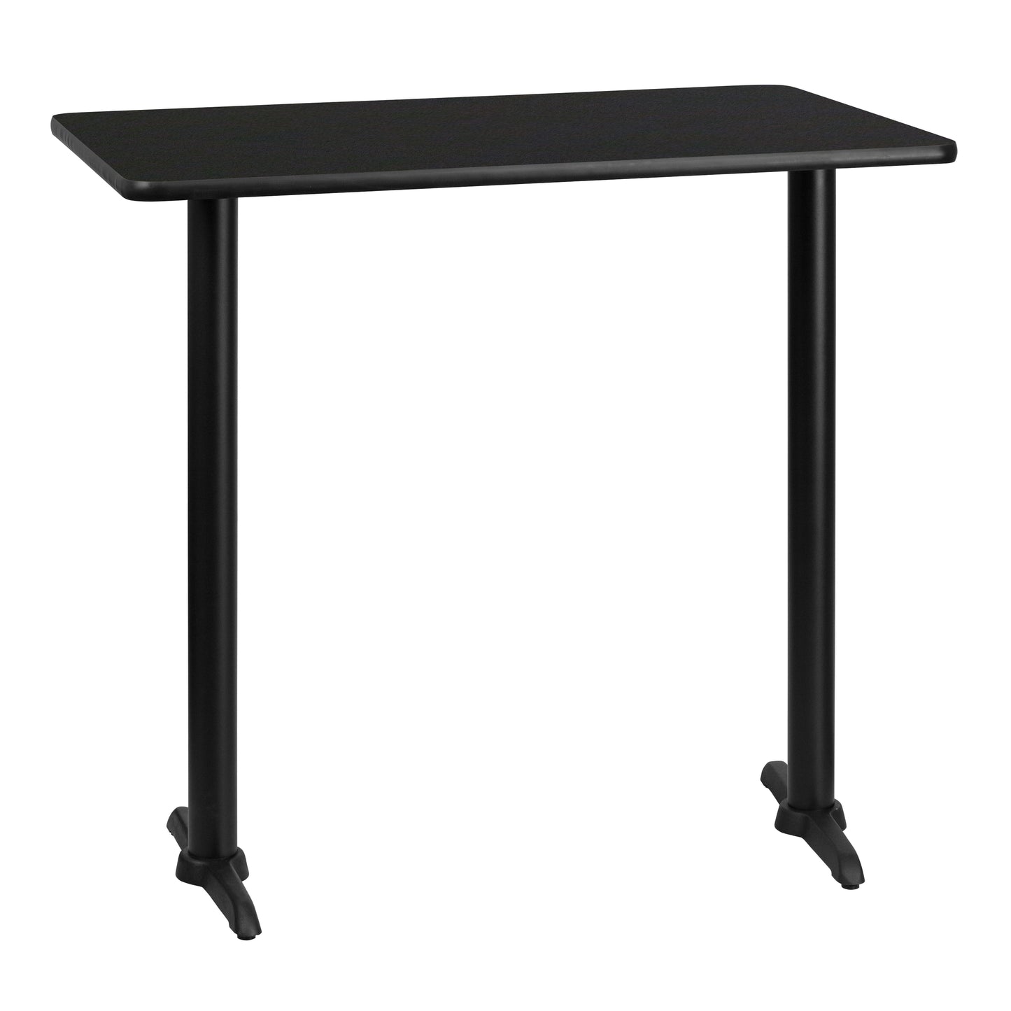 Stiles 30'' x 42'' Rectangular Black Laminate Table Top with 5'' x 22'' Bar Height Table Bases Black