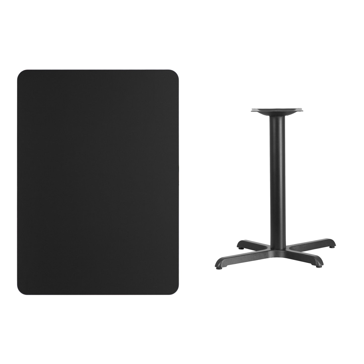 Stiles 30'' x 42'' Rectangular Black Laminate Table Top with 23.5'' x 29.5'' Table Height Base Black