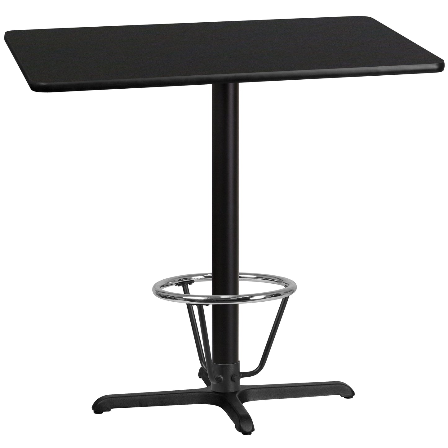 Stiles 30'' x 42'' Rectangular Black Laminate Table Top with 23.5'' x 29.5'' Bar Height Table Base and Foot Ring Black