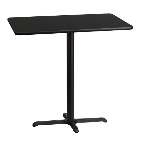 Stiles 30'' x 42'' Rectangular Black Laminate Table Top with 23.5'' x 29.5'' Bar Height Table Base Black