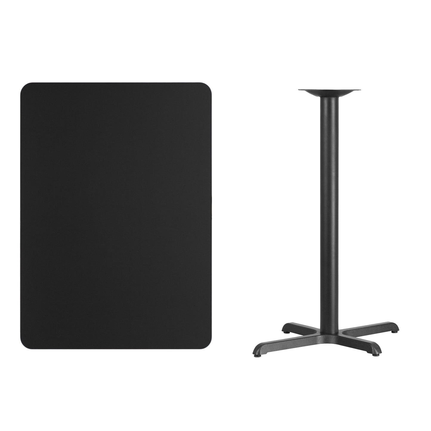 Stiles 30'' x 42'' Rectangular Black Laminate Table Top with 23.5'' x 29.5'' Bar Height Table Base Black