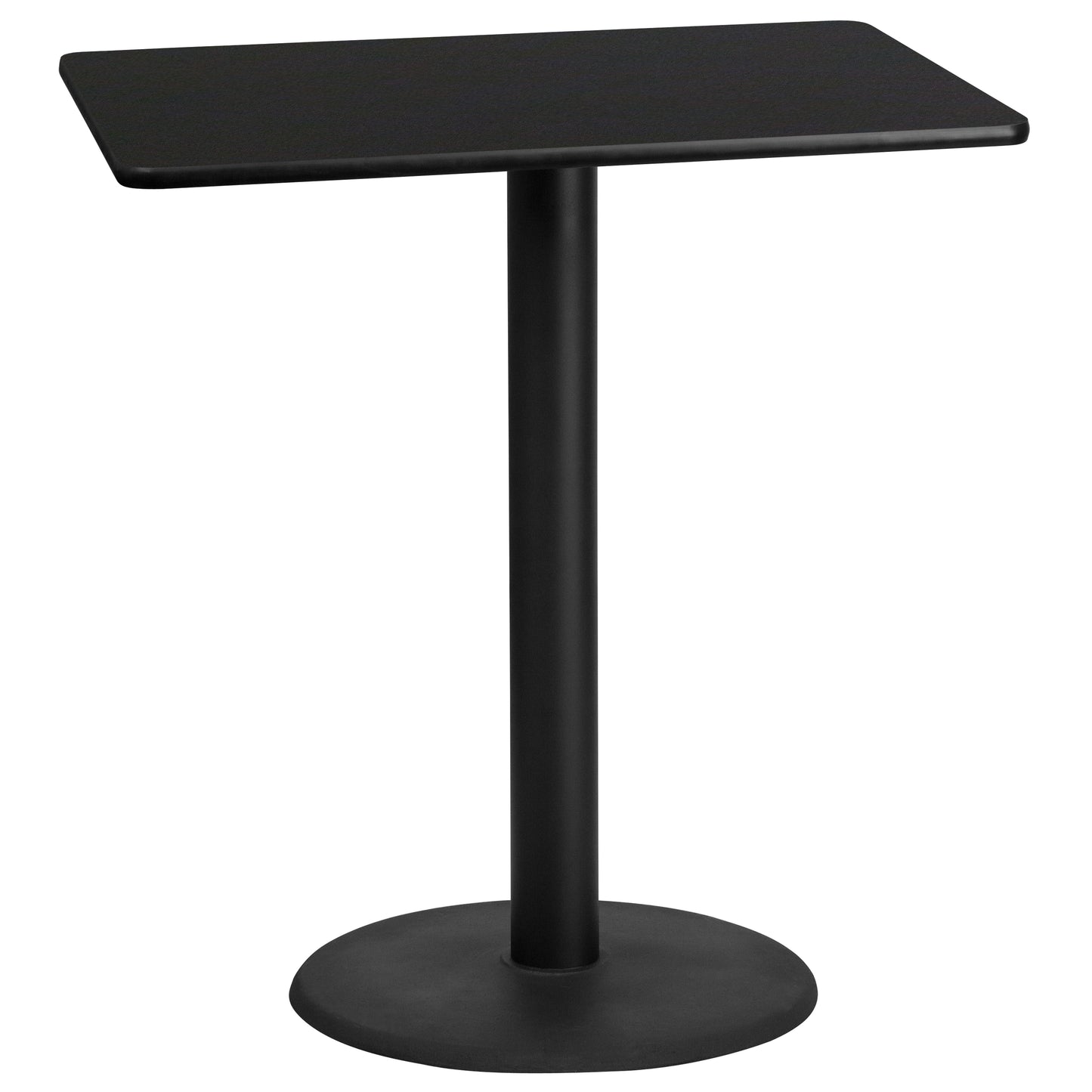 Stiles 30'' x 42'' Rectangular Black Laminate Table Top with 24'' Round Bar Height Table Base Black