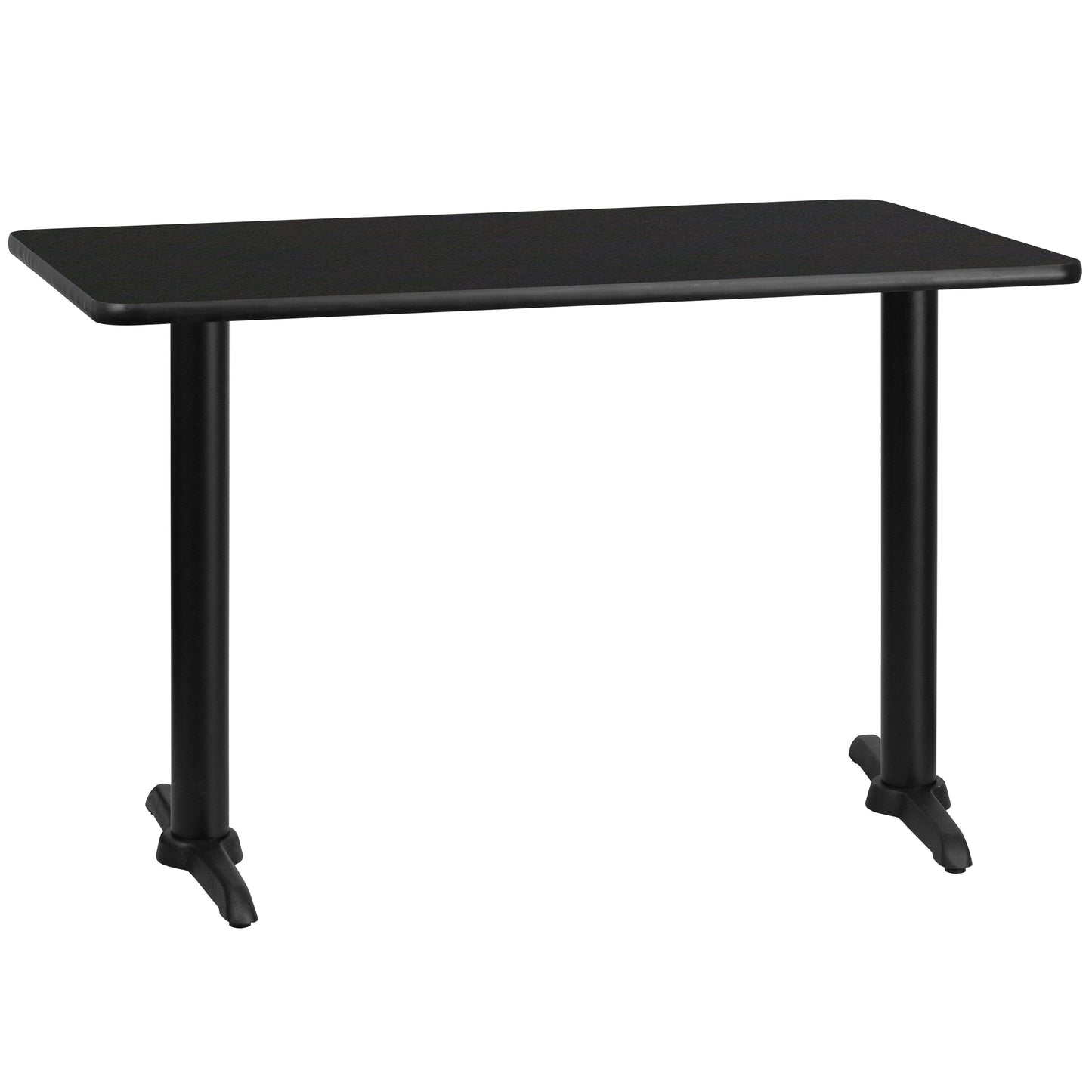 Stiles 30'' x 48'' Rectangular Black Laminate Table Top with 5'' x 22'' Table Height Bases Black