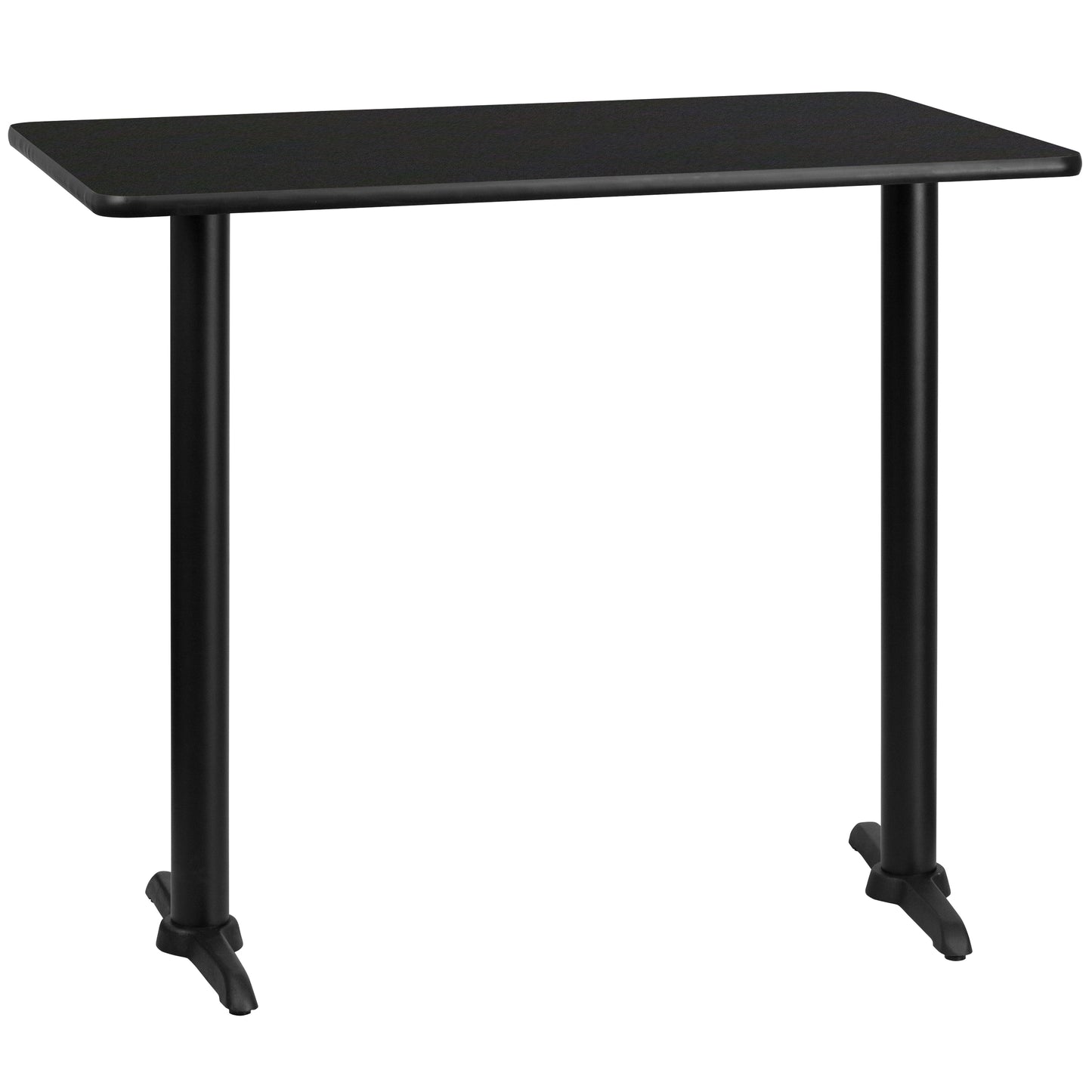 Stiles 30'' x 48'' Rectangular Black Laminate Table Top with 5'' x 22'' Bar Height Table Bases Black