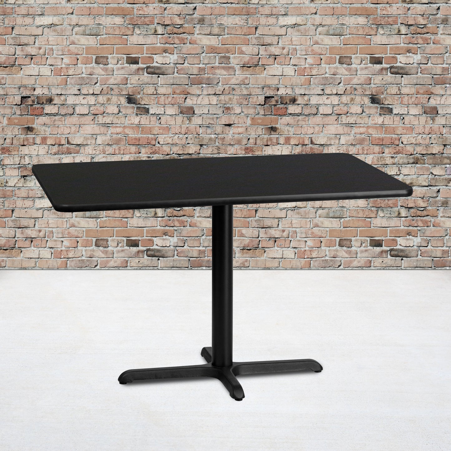 Stiles 30'' x 48'' Rectangular Black Laminate Table Top with 23.5'' x 29.5'' Table Height Base Black