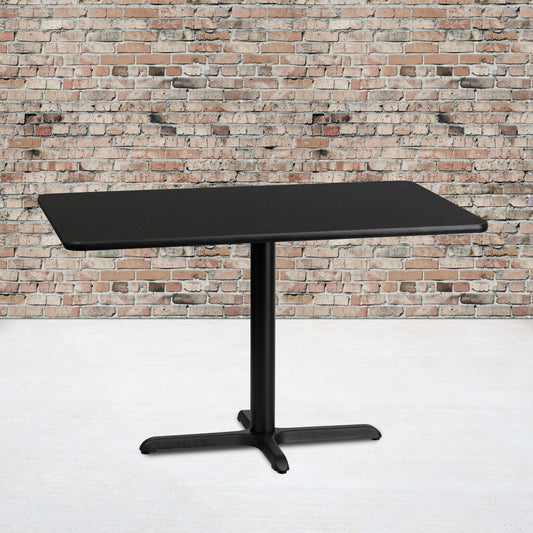Stiles 30'' x 48'' Rectangular Black Laminate Table Top with 23.5'' x 29.5'' Table Height Base Black
