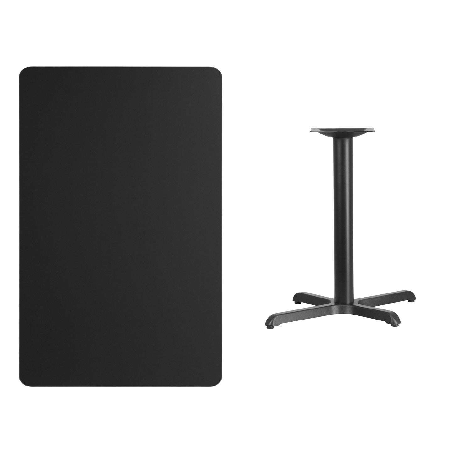 Stiles 30'' x 48'' Rectangular Black Laminate Table Top with 23.5'' x 29.5'' Table Height Base Black