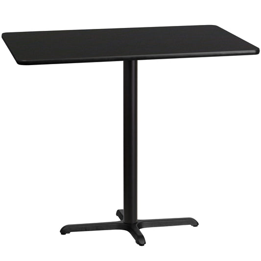 Stiles 30'' x 48'' Rectangular Black Laminate Table Top with 23.5'' x 29.5'' Bar Height Table Base Black
