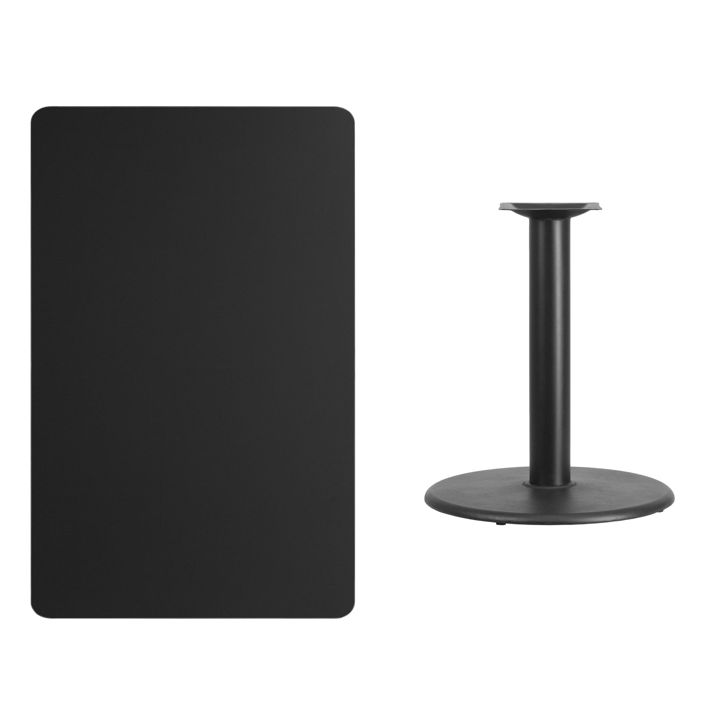 Stiles 30'' x 48'' Rectangular Black Laminate Table Top with 24'' Round Table Height Base Black