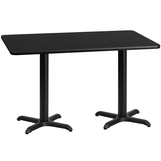 Stiles 30'' x 60'' Rectangular Black Laminate Table Top with 22'' x 22'' Table Height Bases Black
