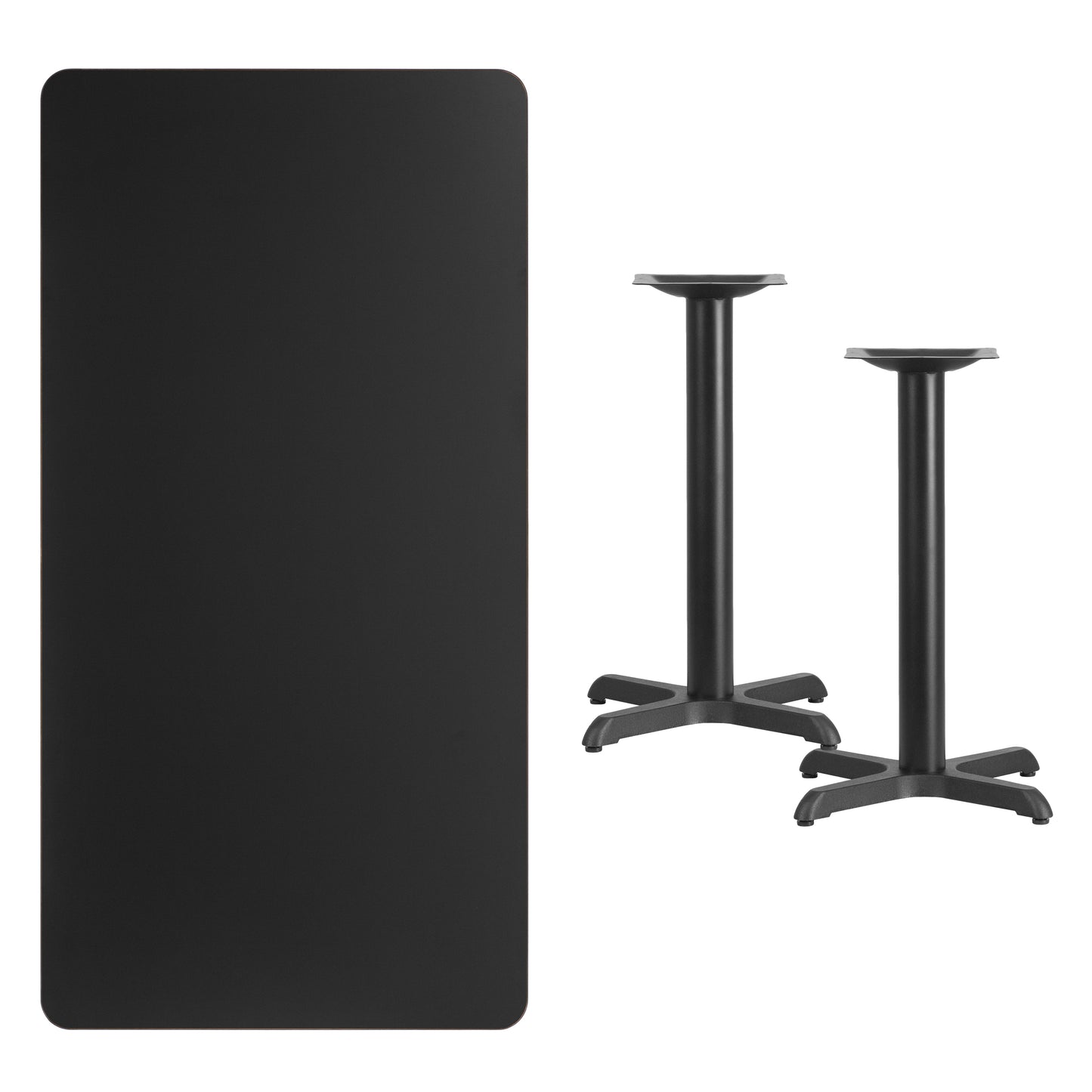 Stiles 30'' x 60'' Rectangular Black Laminate Table Top with 22'' x 22'' Table Height Bases Black