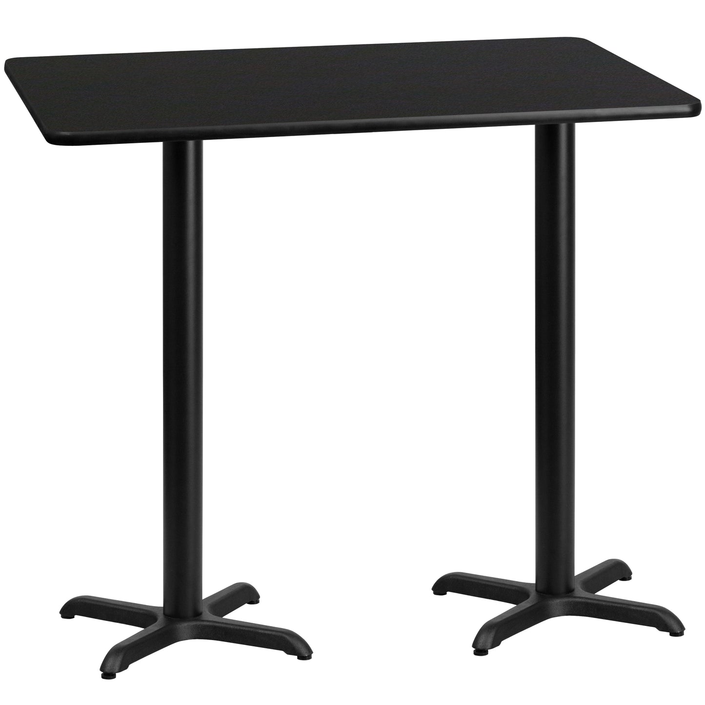 Stiles 30'' x 60'' Rectangular Black Laminate Table Top with 22'' x 22'' Bar Height Table Bases Black