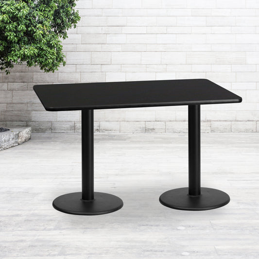Stiles 30'' x 60'' Rectangular Black Laminate Table Top with 18'' Round Table Height Bases Black