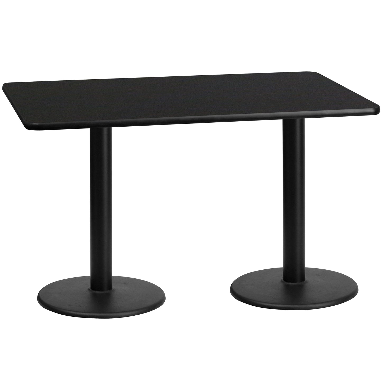 Stiles 30'' x 60'' Rectangular Black Laminate Table Top with 18'' Round Table Height Bases Black