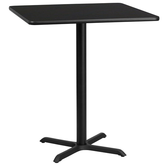 Stiles 36'' Square Black Laminate Table Top with 30'' x 30'' Bar Height Table Base Black