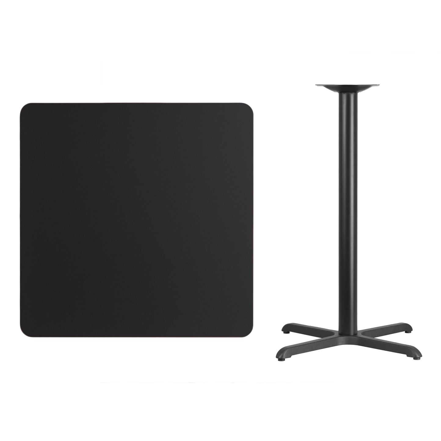 Stiles 36'' Square Black Laminate Table Top with 30'' x 30'' Bar Height Table Base Black