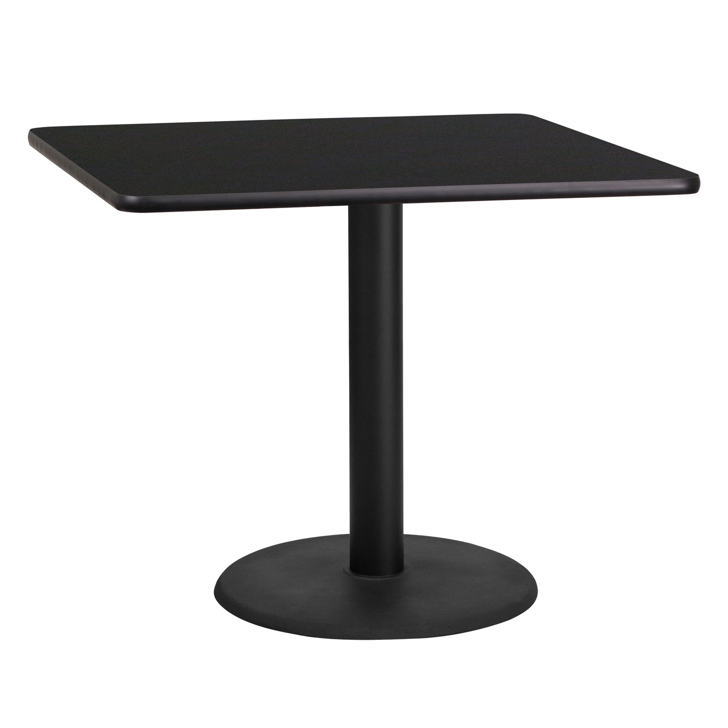 Stiles 36'' Square Black Laminate Table Top with 24'' Round Table Height Base Black