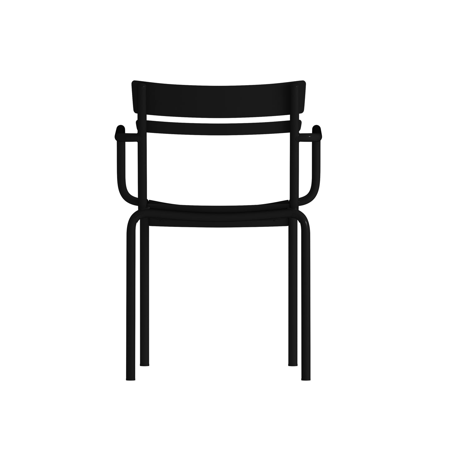 Nash Commercial Grade Black Steel Indoor-Outdoor Stackable Chair with 2 Slats and Arms Black
