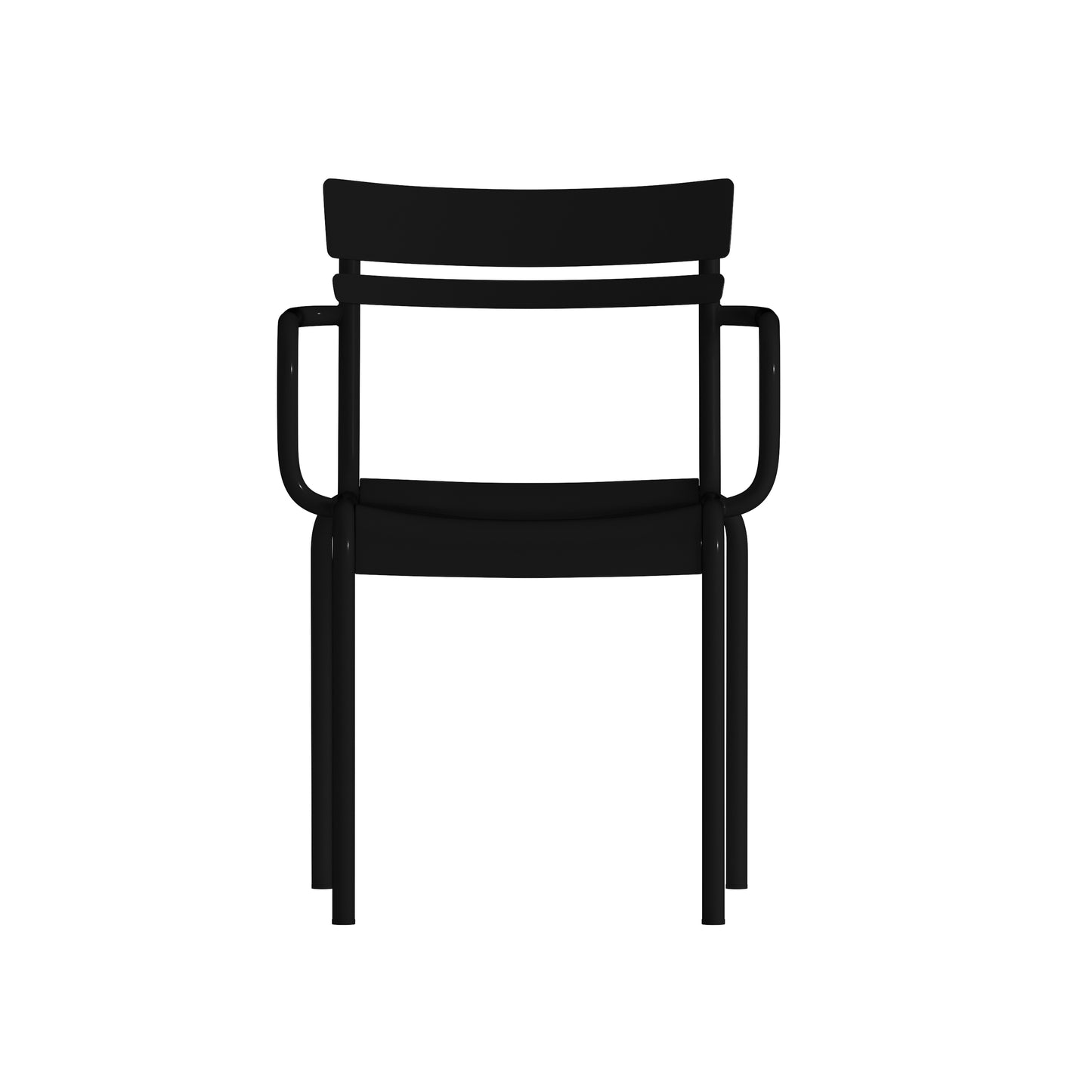 Nash Commercial Grade Black Steel Indoor-Outdoor Stackable Chair with 2 Slats and Arms Black