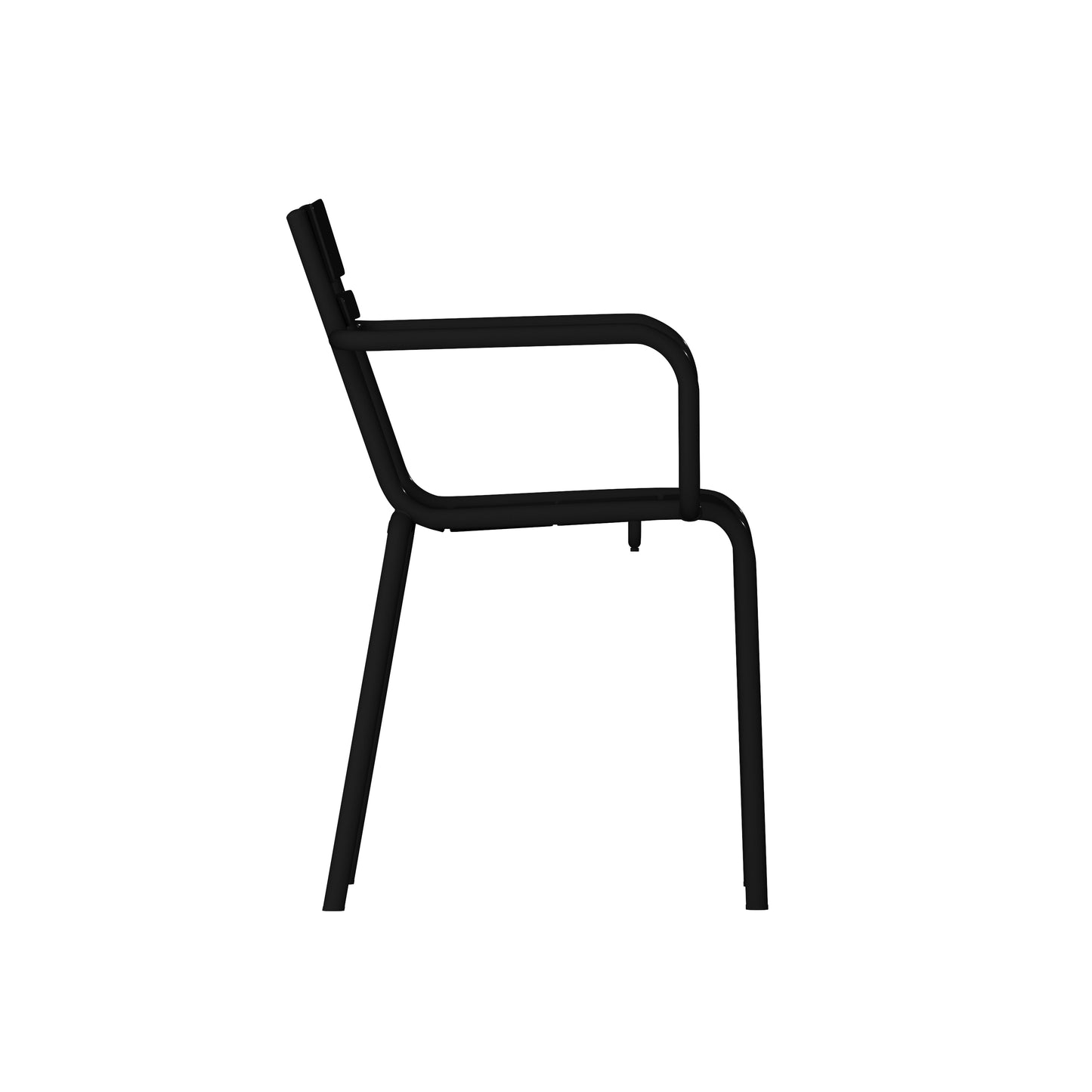 Nash Commercial Grade Black Steel Indoor-Outdoor Stackable Chair with 2 Slats and Arms Black