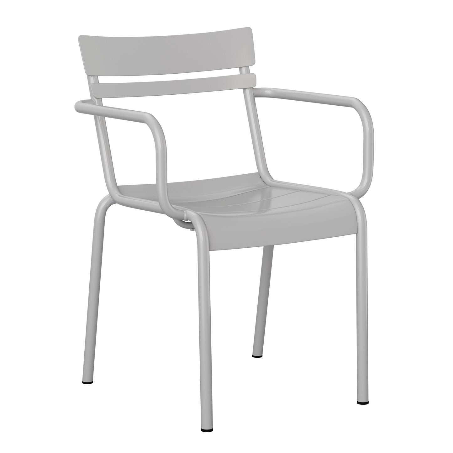 Nash Commercial Grade Silver Steel Indoor-Outdoor Stackable Chair with 2 Slats and Arms Silver