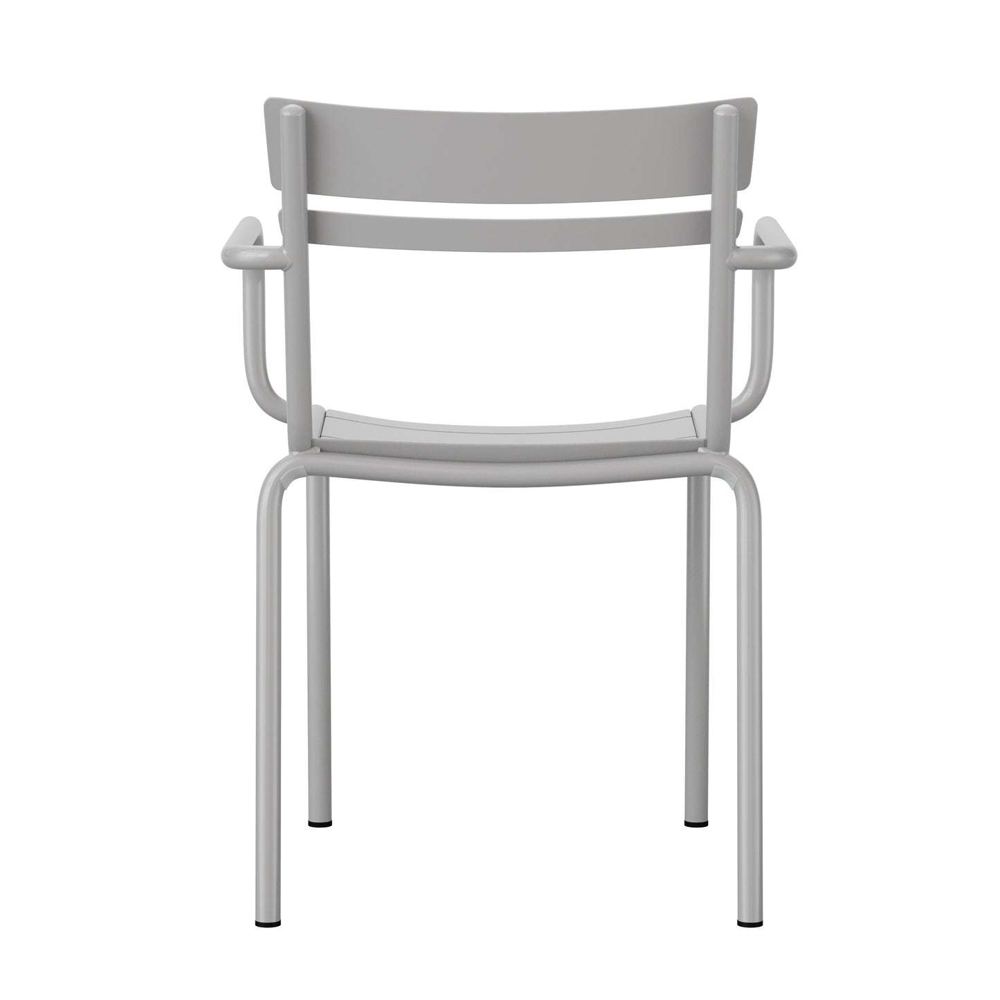 Nash Commercial Grade Silver Steel Indoor-Outdoor Stackable Chair with 2 Slats and Arms Silver