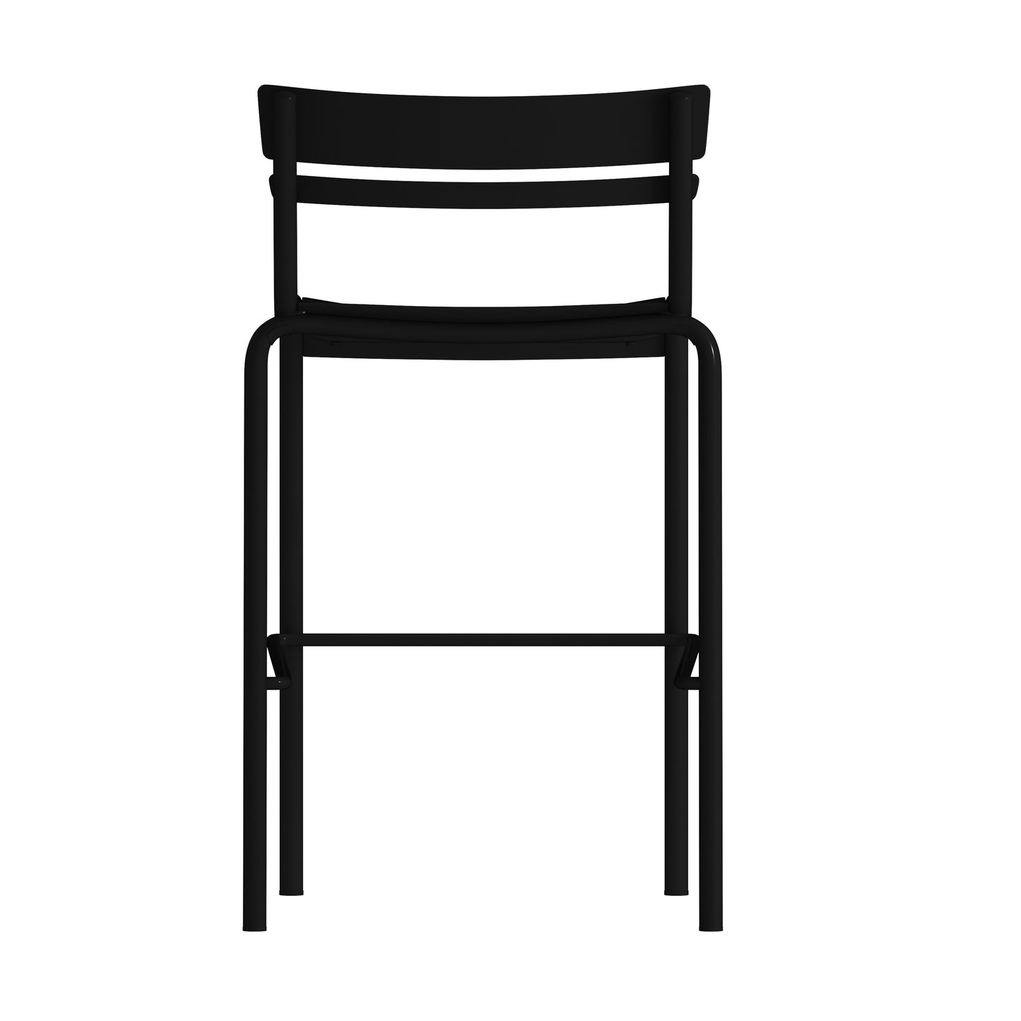 Nash Commercial Grade Black Metal Indoor-Outdoor Bar Height Stool with 2 Slats Black