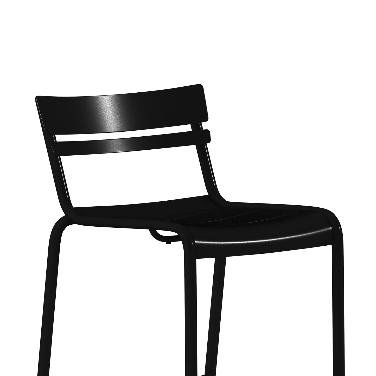 Nash Commercial Grade Black Metal Indoor-Outdoor Bar Height Stool with 2 Slats Black