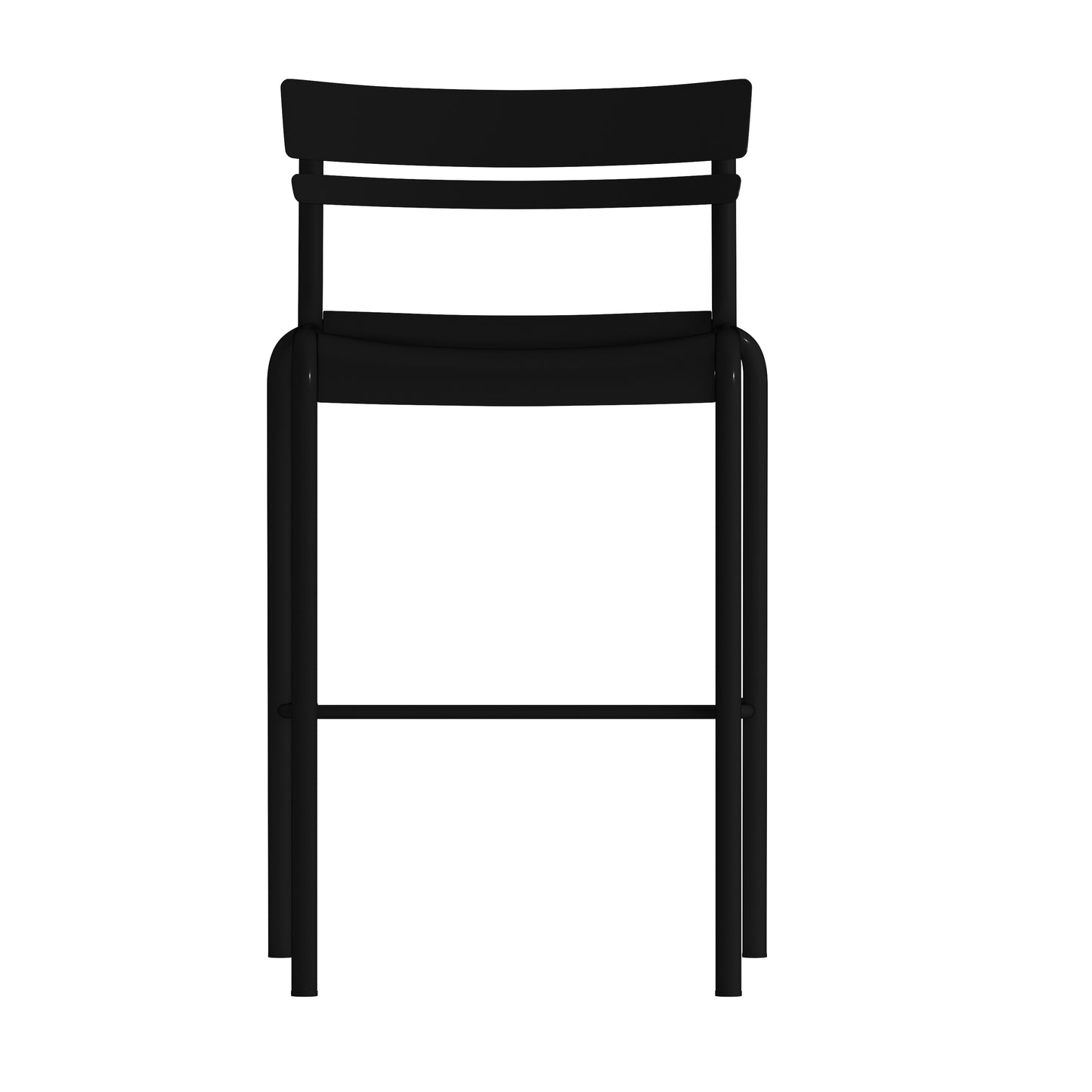 Nash Commercial Grade Black Metal Indoor-Outdoor Bar Height Stool with 2 Slats Black