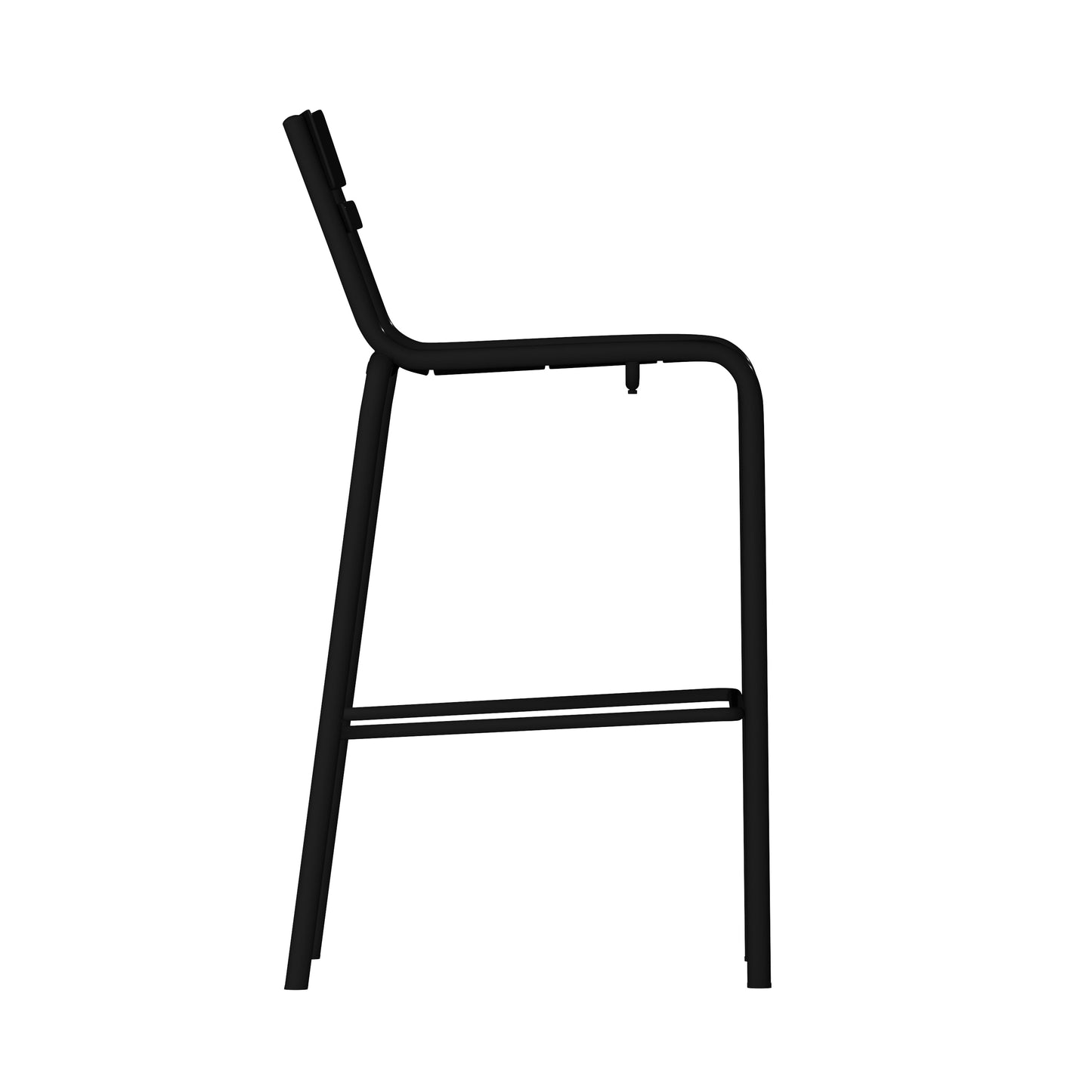 Nash Commercial Grade Black Metal Indoor-Outdoor Bar Height Stool with 2 Slats Black