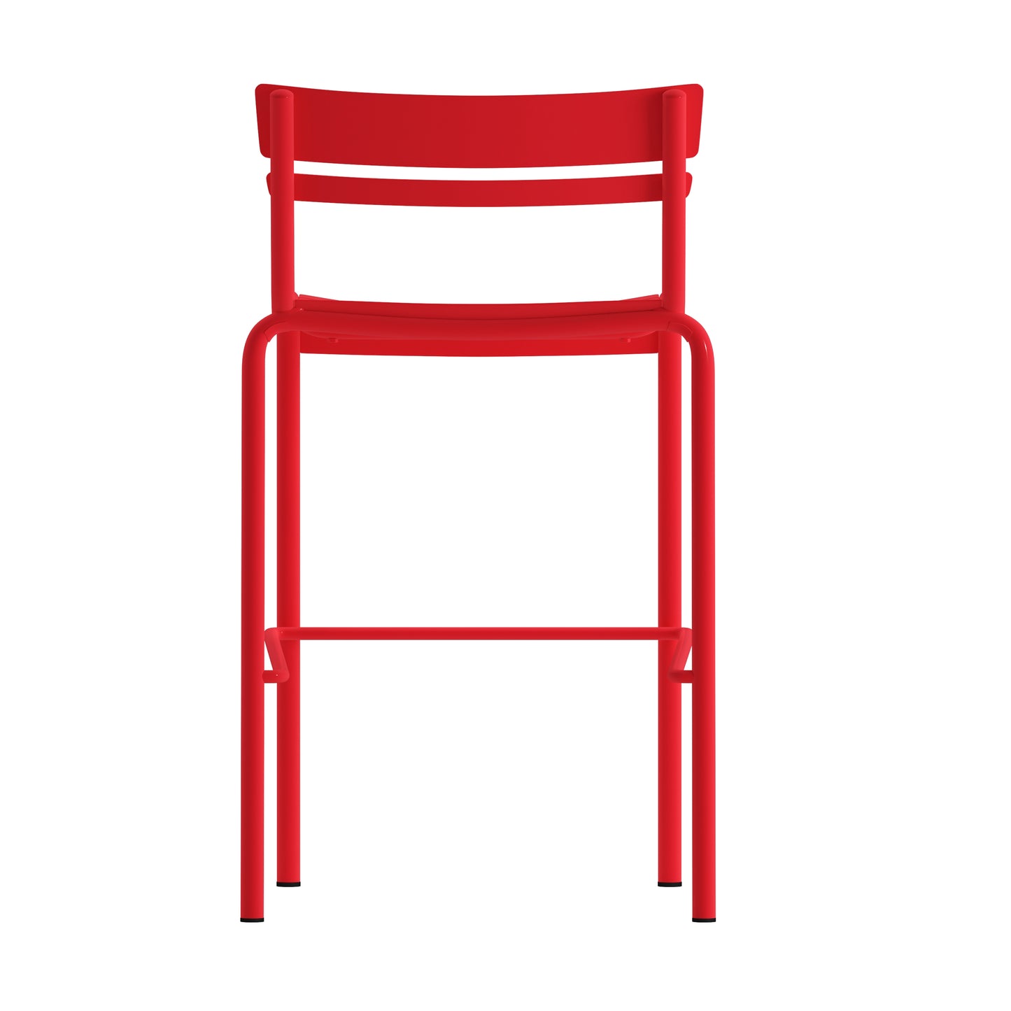 Nash Commercial Grade Red Metal Indoor-Outdoor Bar Height Stool with 2 Slats Red