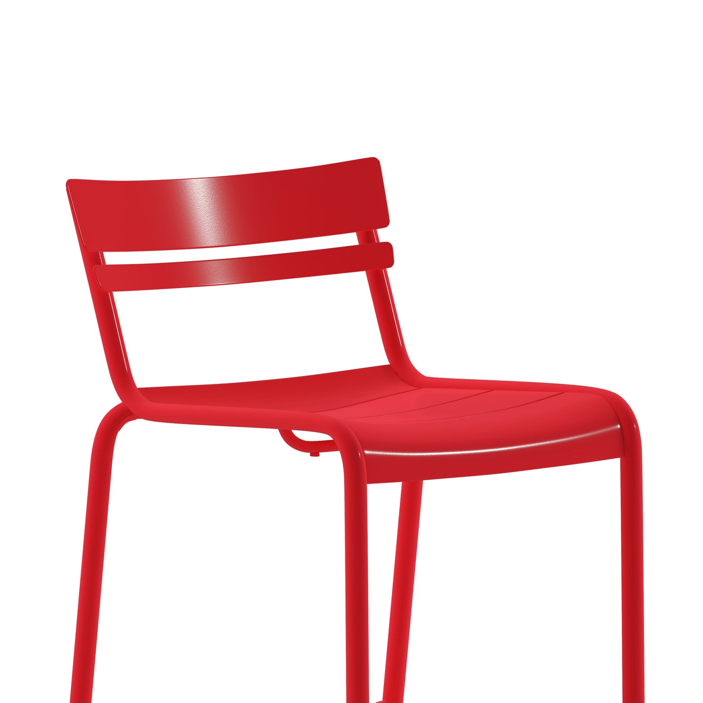Nash Commercial Grade Red Metal Indoor-Outdoor Bar Height Stool with 2 Slats Red