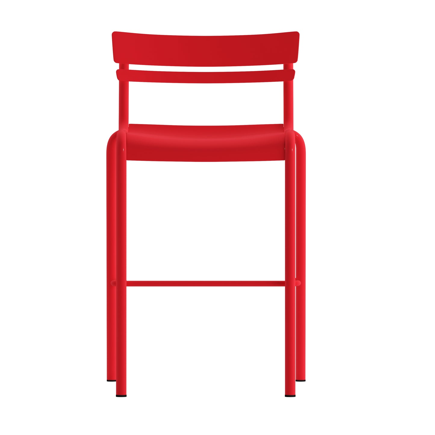 Nash Commercial Grade Red Metal Indoor-Outdoor Bar Height Stool with 2 Slats Red