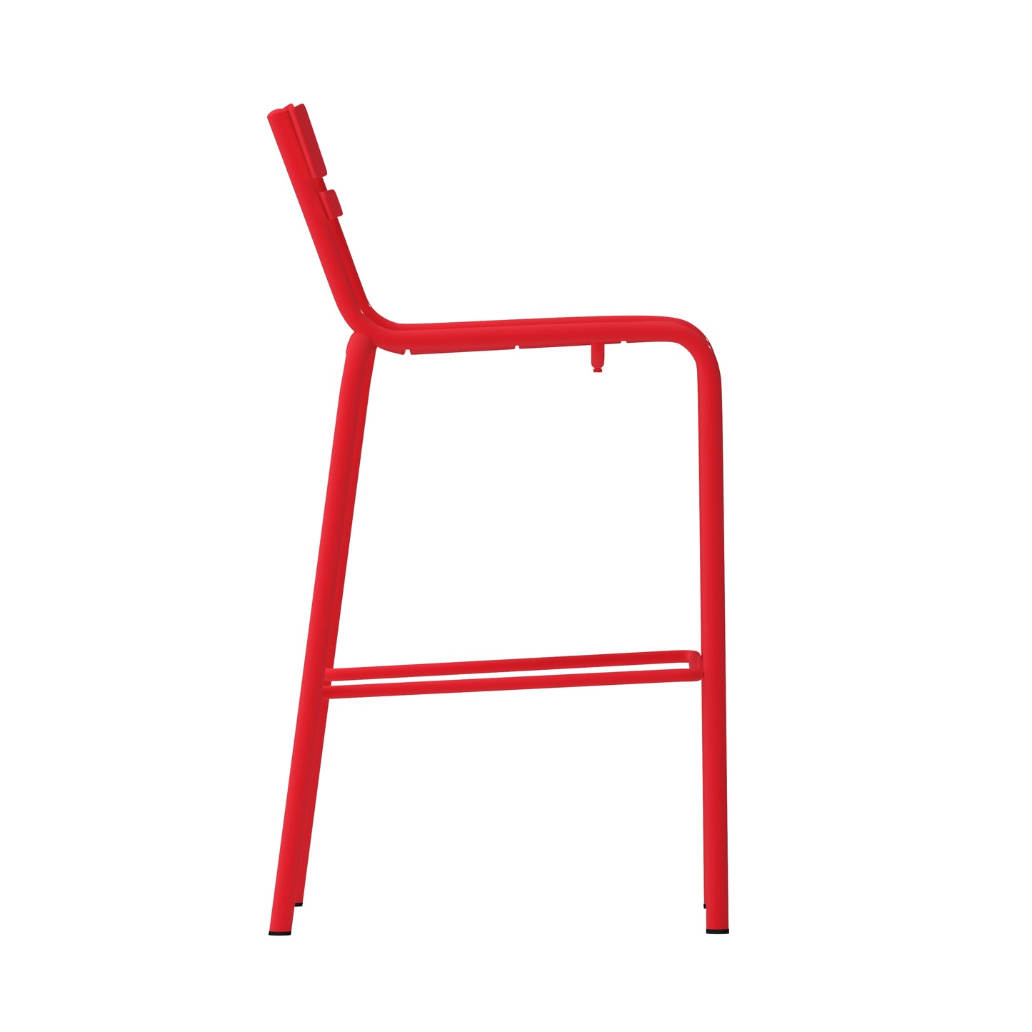 Nash Commercial Grade Red Metal Indoor-Outdoor Bar Height Stool with 2 Slats Red