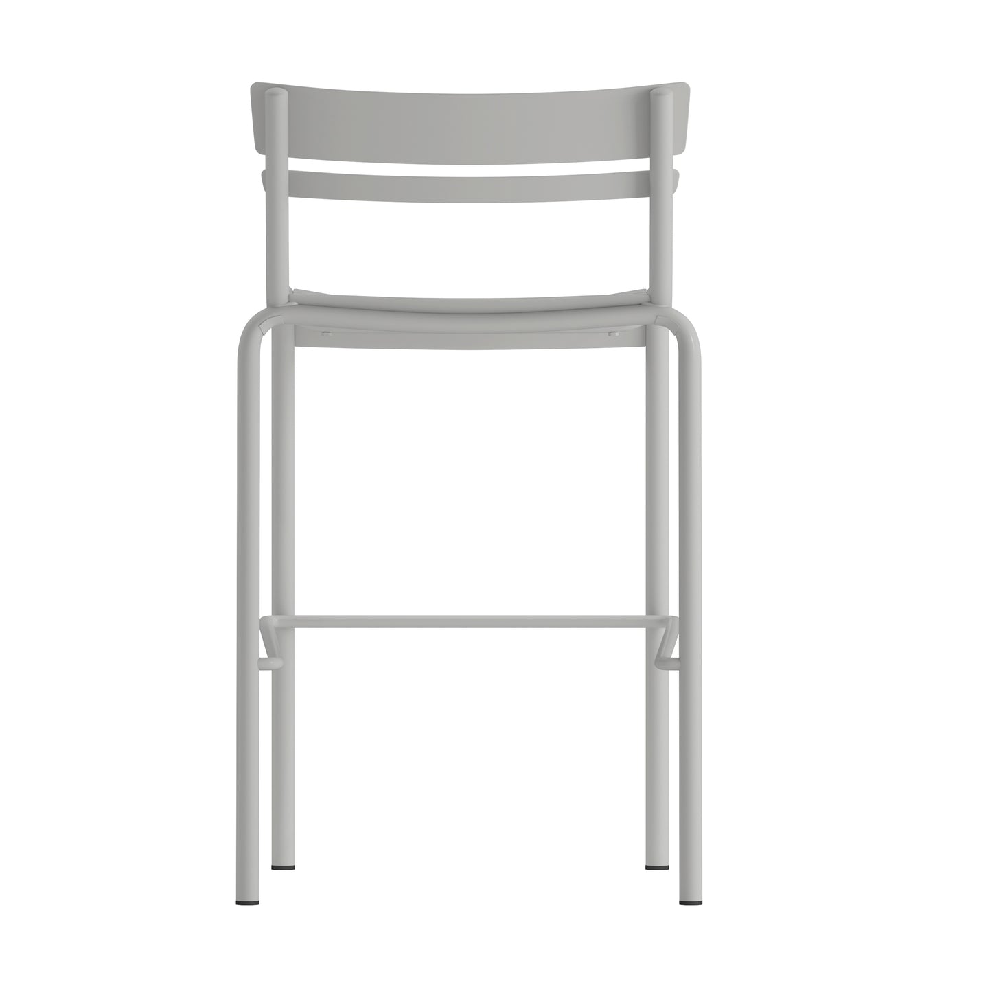 Nash Commercial Grade Silver Metal Indoor-Outdoor Bar Height Stool with 2 Slats Silver