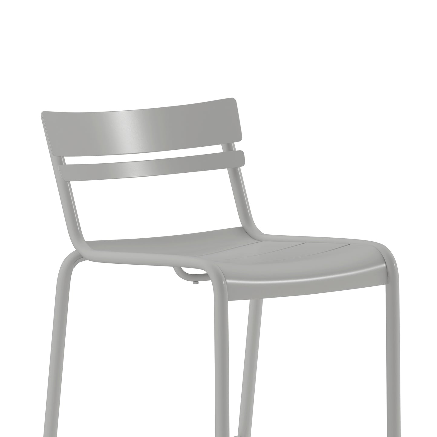 Nash Commercial Grade Silver Metal Indoor-Outdoor Bar Height Stool with 2 Slats Silver