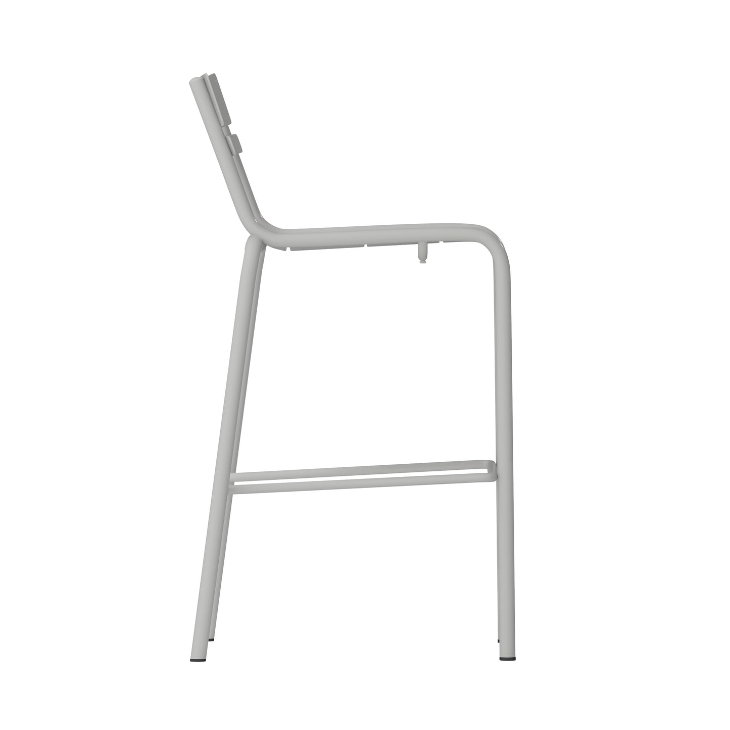 Nash Commercial Grade Silver Metal Indoor-Outdoor Bar Height Stool with 2 Slats Silver
