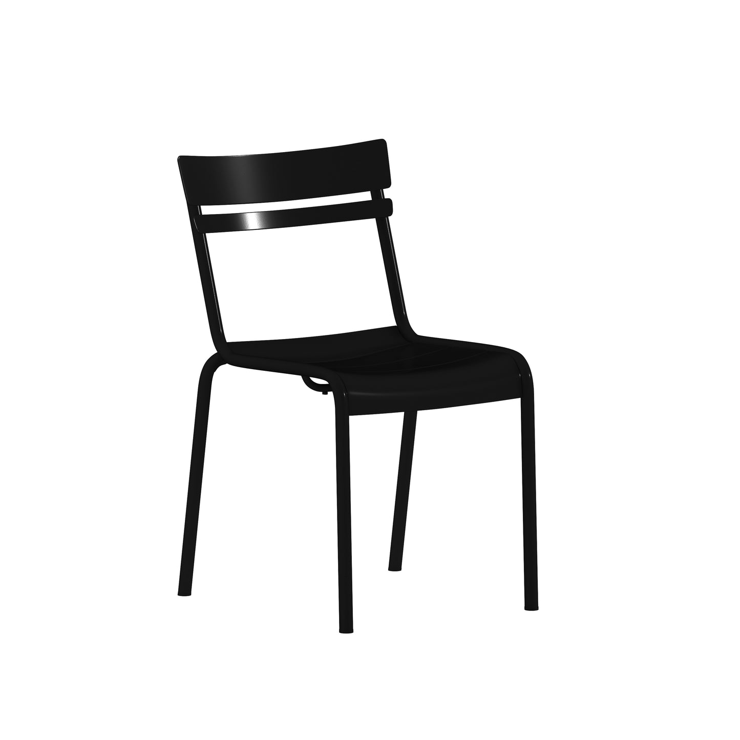 Nash Commercial Grade Steel Stack Chair, Indoor-Outdoor Armless Chair with 2 Slat Back in Black Black