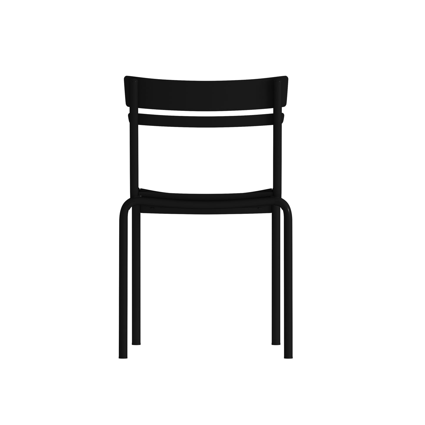 Nash Commercial Grade Steel Stack Chair, Indoor-Outdoor Armless Chair with 2 Slat Back in Black Black