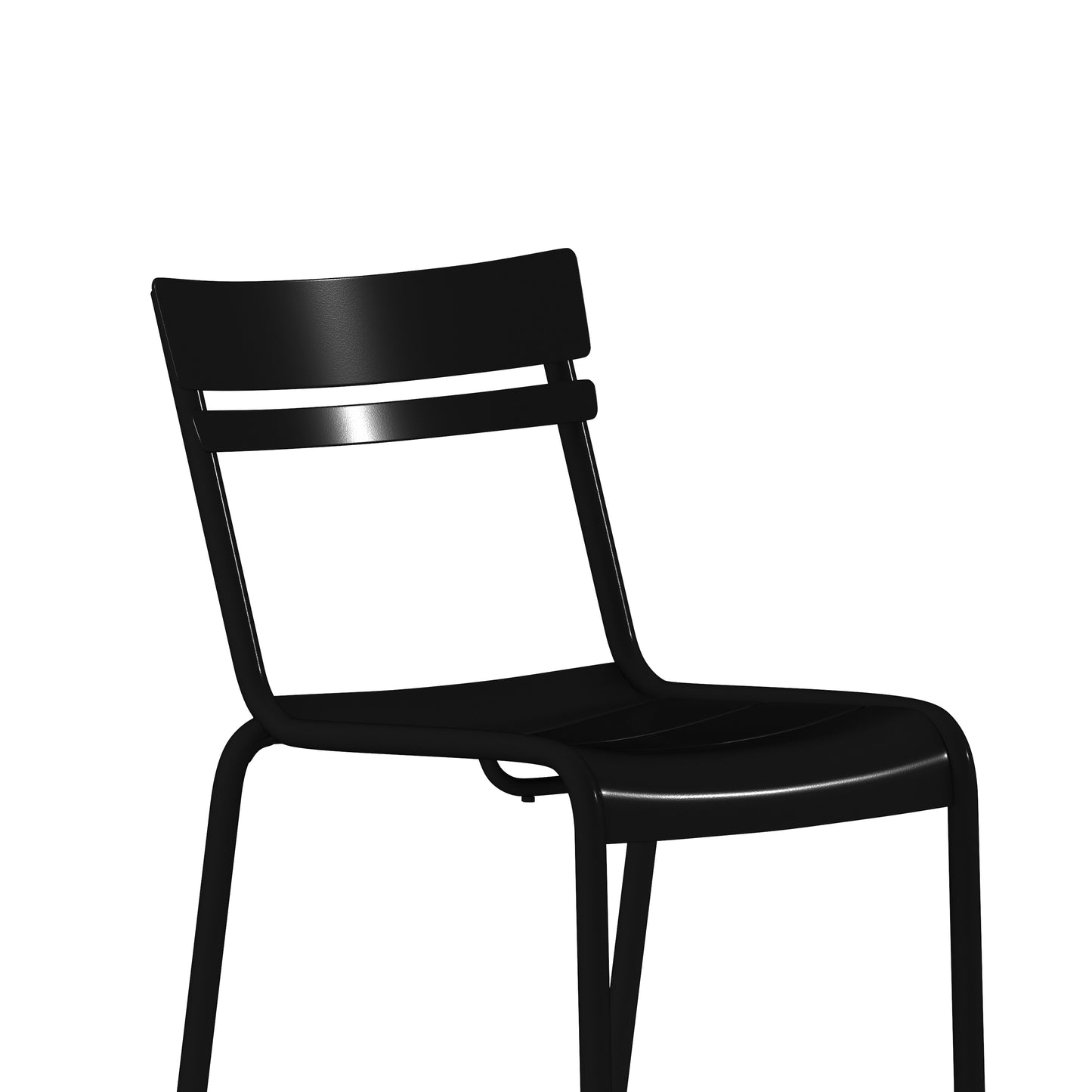 Nash Commercial Grade Steel Stack Chair, Indoor-Outdoor Armless Chair with 2 Slat Back in Black Black