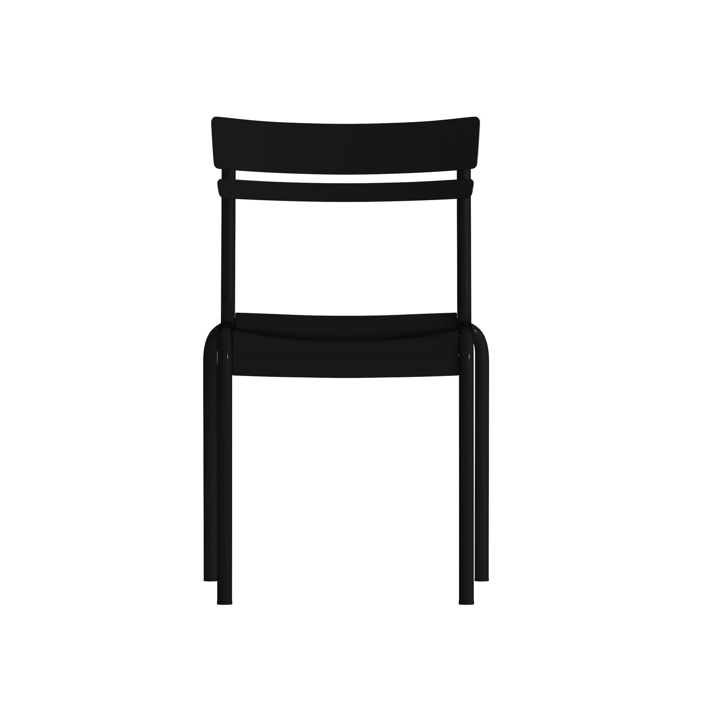 Nash Commercial Grade Steel Stack Chair, Indoor-Outdoor Armless Chair with 2 Slat Back in Black Black